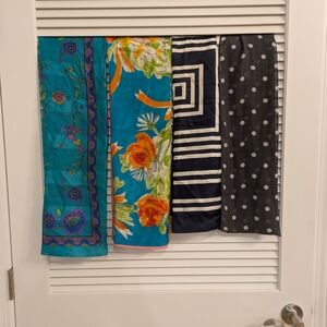 Floral and Geometric Patterned Scarves Set Of 4